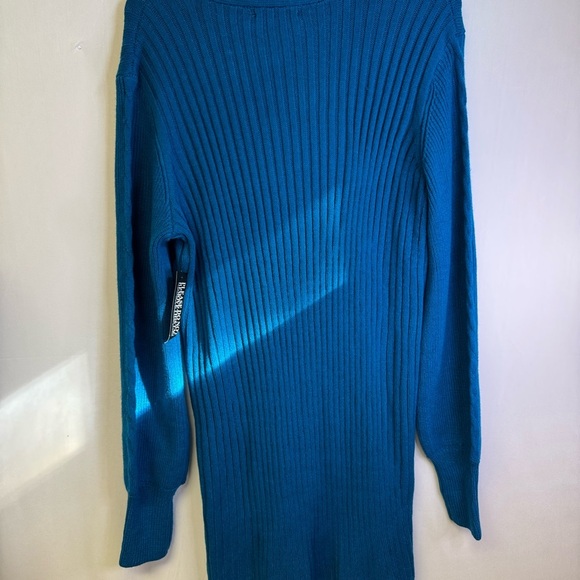 New York & Company Teal Blue XL V-Neck Sweater Dress NWT - Picture 4 of 4
